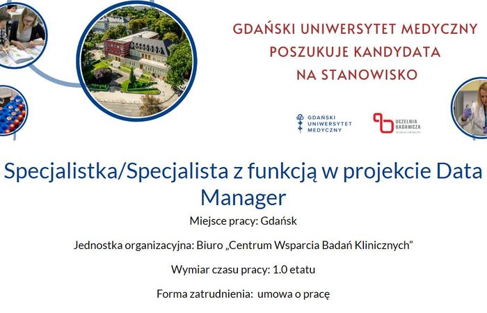 Specjalista/Specjalistka o funkcji Data Manager w projekcie