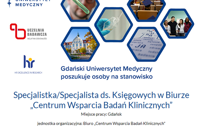 [Rekrutacja zamknięta] Specjalistka/Specjalista ds. Księgowych w Biurze „Centrum Wsparcia Badań Klinicznych”